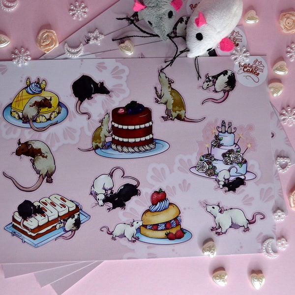 Sticker sheet, rats & cakes