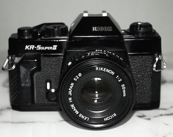 Ricoh KR5 Super II reflex analog film camera + Rikenon 2.0 50mm in reasonable condition