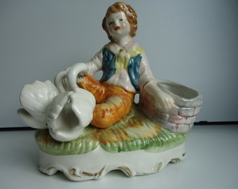 Figura Capodimonte z dwoma łabędziami