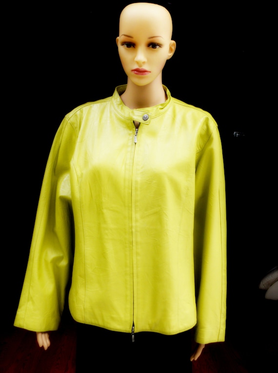 Genuine Leather Statement Jacket Chartreuse