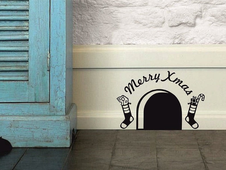 Christmas Tree Mice Mouse Hole Wall Sticker Skirting Board Etsy
