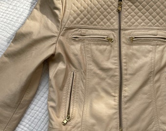 Cream leather jacket Womens size small