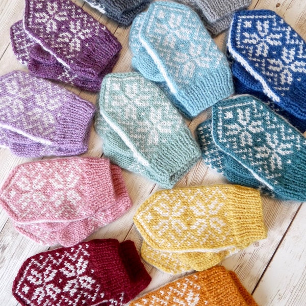 Hand-knitted Nordic/Fairisle Style Baby Mittens, Selbu Mittens