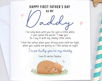 Sentimental First fathers day card, 1st Fathers day as my daddy, First Fathers day gift