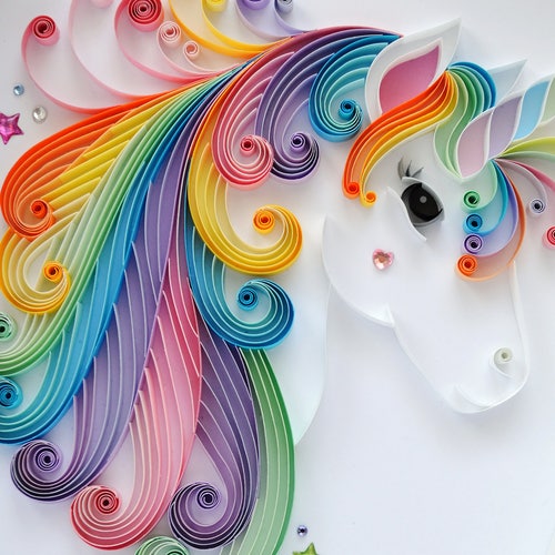 Large Unicorn Quilling Art Unicorn Framed Picture Girls Room Etsy Canada