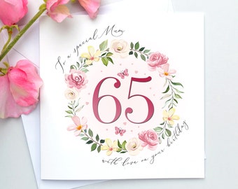 65th Birthday Card Mum, 65th Card Nan, 65th Birthday Grandma, Wife, Sister, Auntie, Friend