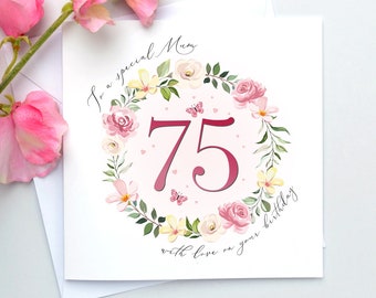 75th Birthday Card Mum, 75th Card Nan, 75th Birthday Grandma, Wife, Sister, Auntie, Friend