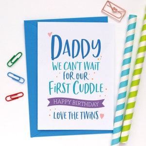 Twins Daddy birthday card from the bump, Dad to be card twins