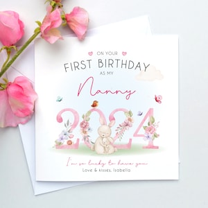 Happy 1st birthday as my nanny, Nanny birthday card, Birthday card nanny, Nanny 1st birthday card, Nana, Nanna, Nannie, Nan image 1