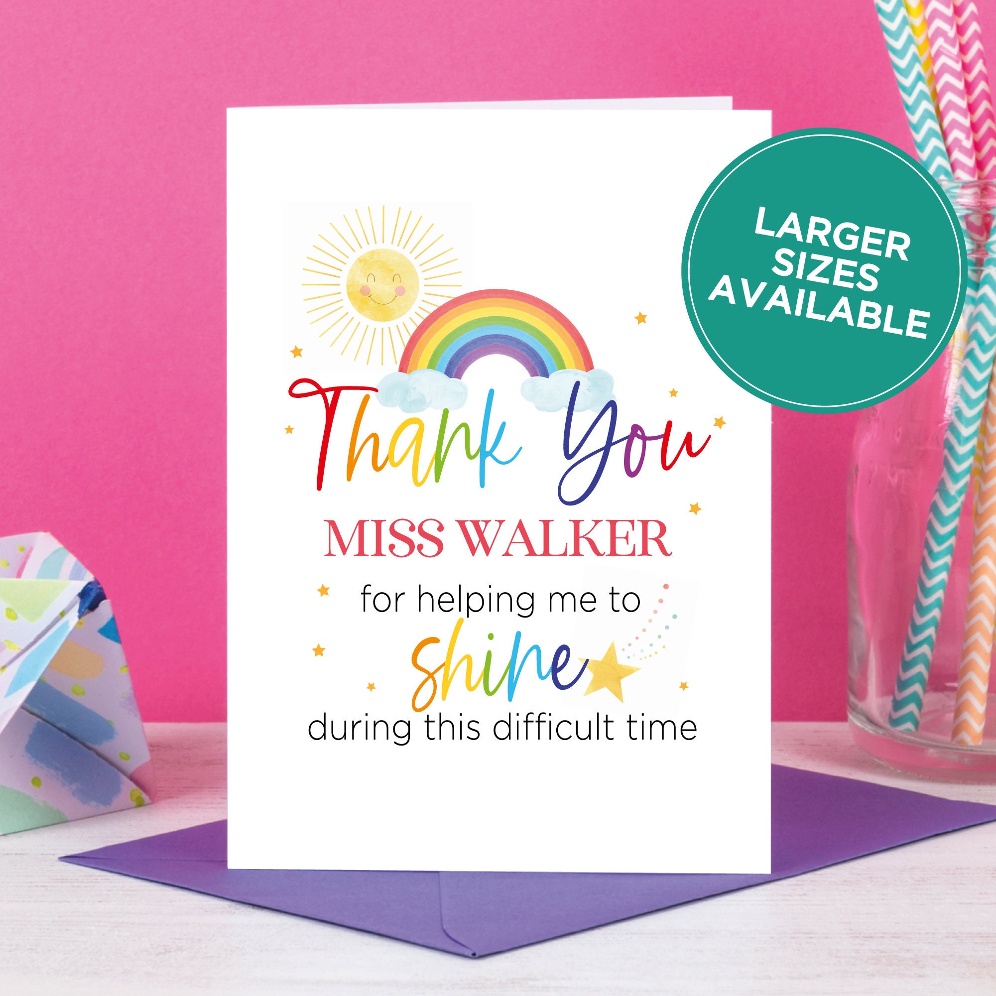 Teacher thank you, teacher thank you card, Teaching assistant card