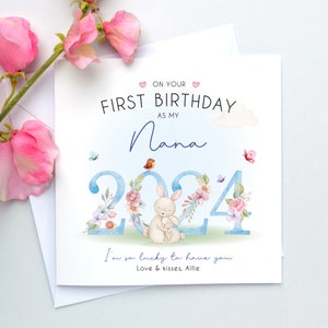 Happy 1st birthday as my nanny, Nanny birthday card, Birthday card nanny, Nanny 1st birthday card, Nana, Nanna, Nannie, Nan image 2