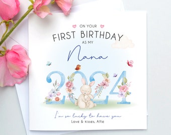 Happy First birthday as my nana, Nana birthday card, Birthday card nana, Nana 1st birthday card, Nanny, Nanna, Nannie, Nan