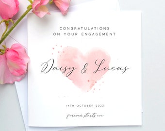 Personalised engagement card, Congratulations on your engagement, Daughter Son Sister Brother Couple Friends