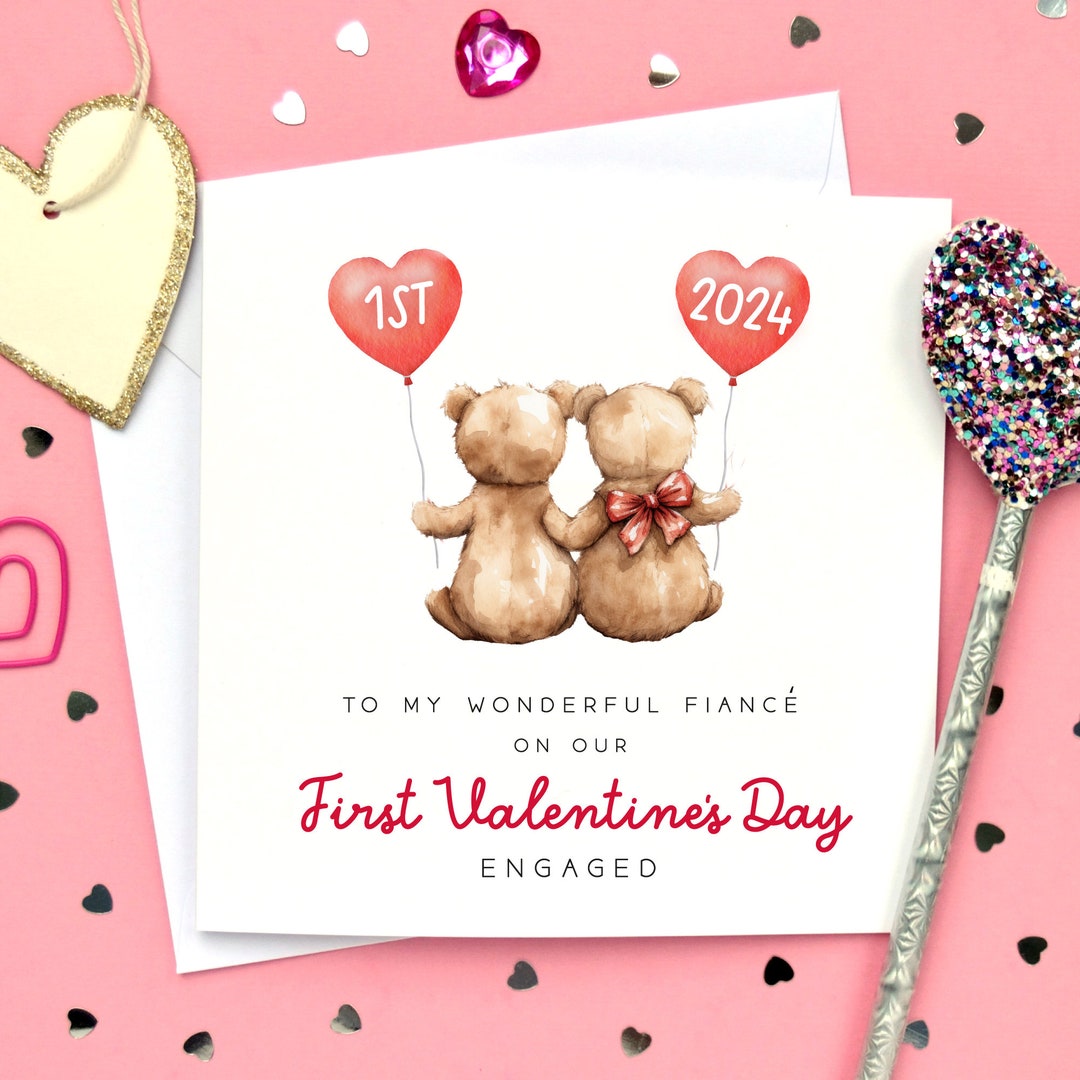1st Engaged Valentines Card, Fiance Valentines Card, Fiancee Valentines ...
