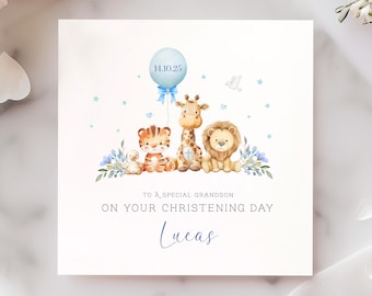 Christening Card for Grandson, Son Baptism Card, Naming Day Card, Godson Christening, Nephew Baptism