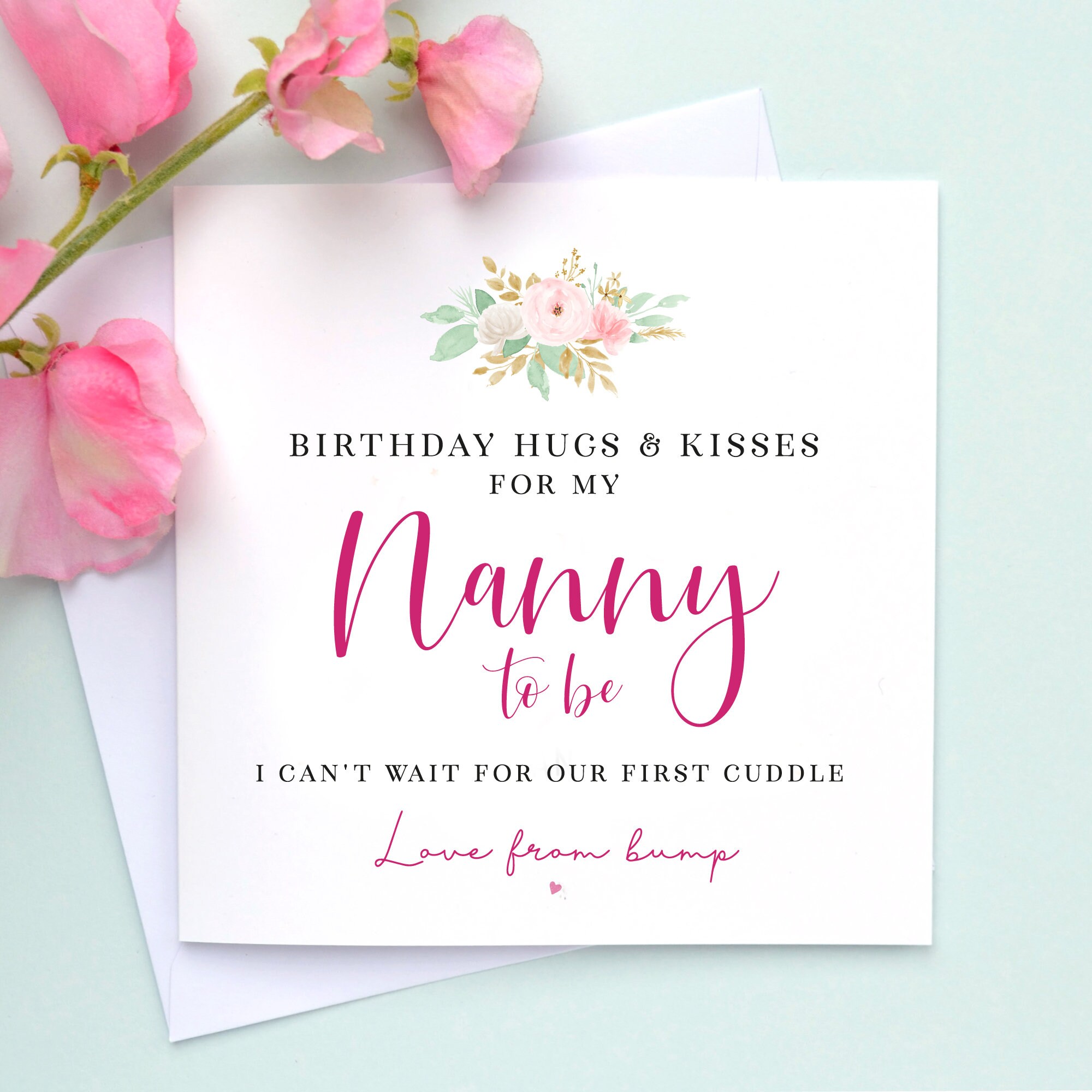 Nanny to Be birthday card, Nan from the bump, Nana to be Happy Birthd…
