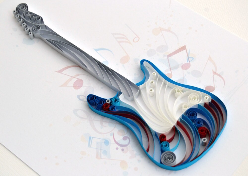 Guitar paper quilling wall art Unique dad gift Quilled art Etsy