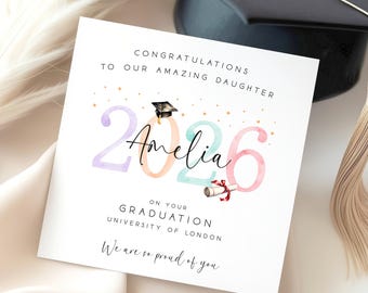Personalised Daughter Graduation Card, To My /To Our card Amazing Granddaughter, Class of 2026 Graduation Card