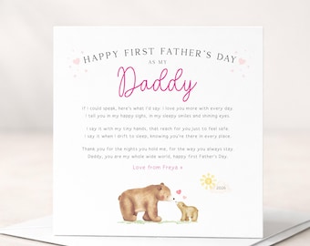 Happy First Fathers Day Card for Daddy, Sentimental Poem 1st Fathers day cards