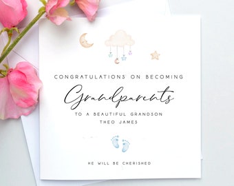New Grandparents Card, Personalised New Grandparent Card, Congratulations on becoming grandparents card