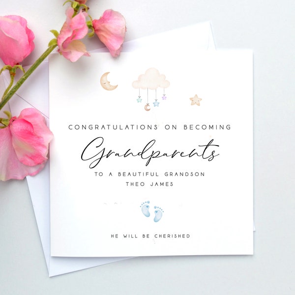 New Grandparents Card, Personalised New Grandparent Card, Congratulations on becoming grandparents card