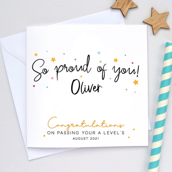 A Level exam results card, Exam Congratulations card, GCSE card