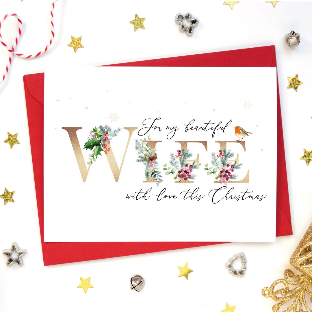 Beautiful Wife Christmas Card, Card for Wife, Card for Her, Wife Xmas Card A6 Etsy
