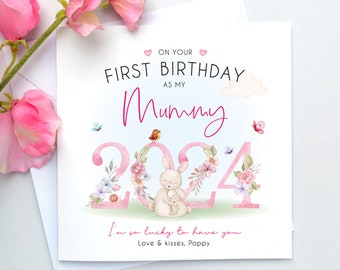 Gelukkige 1e verjaardag als mijn mama 2023, mama 1e moederdagkaart, mama eerste verjaardagskaart, als mama, kaart van baby, mama, mama