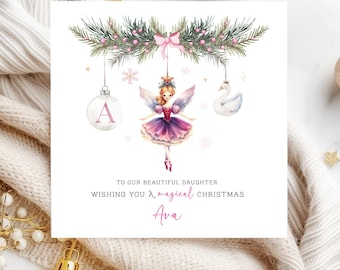 Personalised Daughter Christmas Card, Pink Fairy Christmas Card