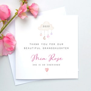 Thank You For New Granddaughter Card, Beautiful Baby Granddaughter, Grandchild, Birth of Granddaughter, Daughter, Son, Daughter in Law