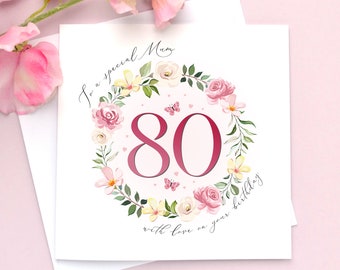 80th Birthday Card Mum, 80th Card Nan, 80th Birthday Grandma, Wife, Sister, Auntie, Friend