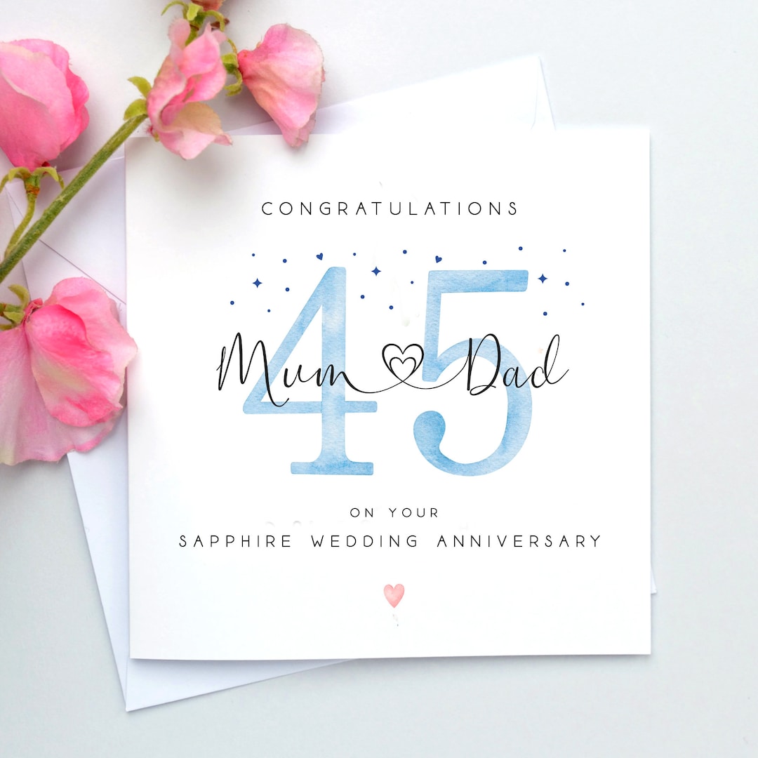 Sapphire Wedding Anniversary Card, Personalised 45th Anniversary Card ...