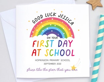 Good luck First day at School Card, First day of Secondary School, Primary school card, High School, Personalised card