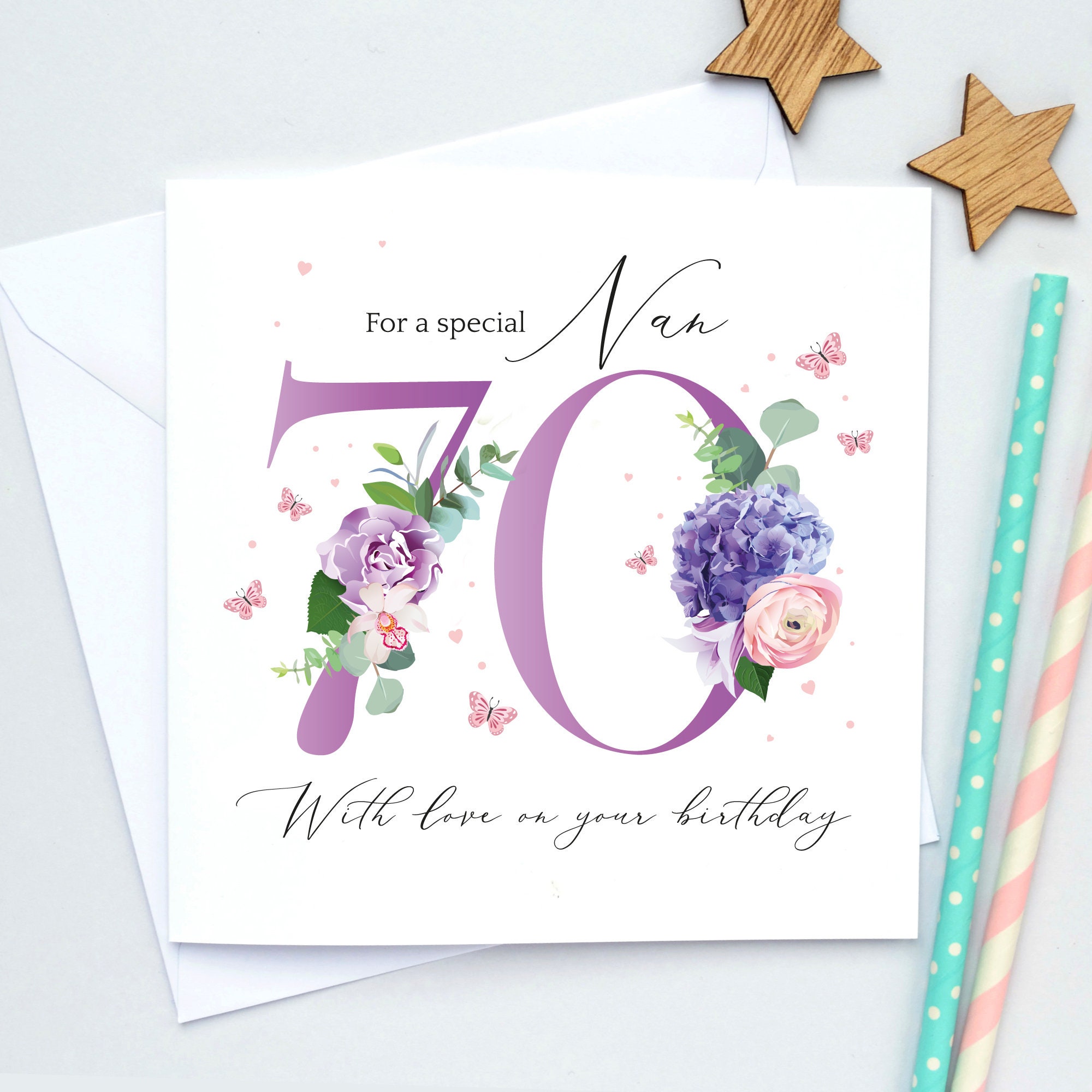 Personalised Beautiful Flower Bouquet Glitter Ribbon and Bow Birthday Card  Mum Wife Nan Nana Sister Aunt Friend Can Be Signed & Sent Direct 