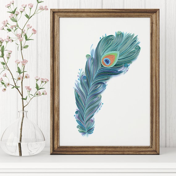 Peacock Feather Print, Peacock Wall Art, Peacock Art Print