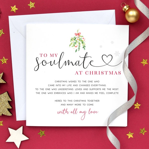 To My Soulmate Christmas Card, Romantic Christmas Card, Christmas Card For Girlfriend, Boyfriend, Husband, Wife, Personalised card