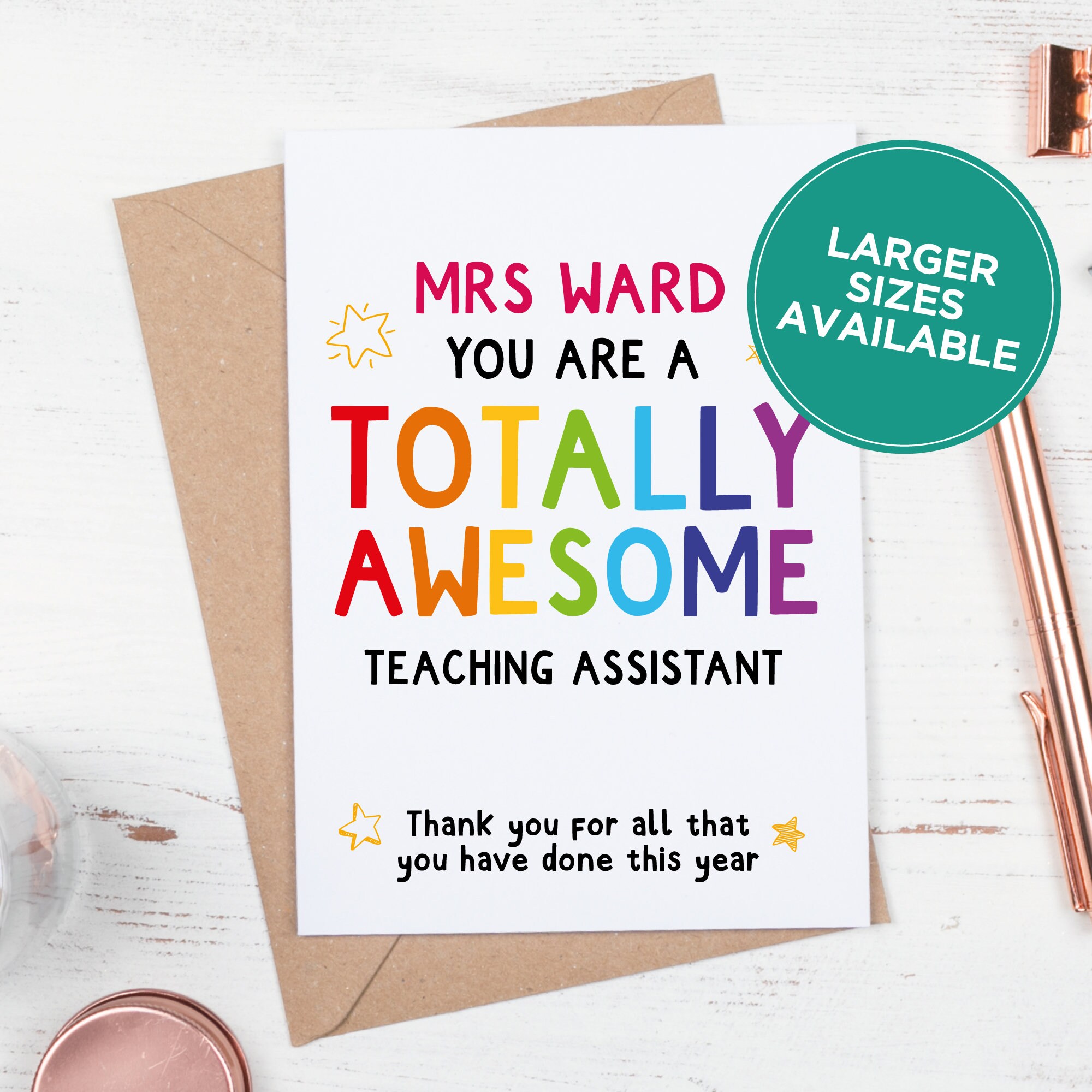 Personalised Teaching Assistant Card, Teacher Card, Card for Teacher,…
