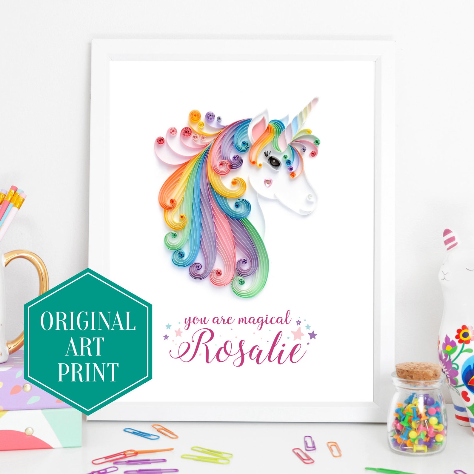 Personalised Unicorn Print Girls Room Decor Unicorn Picture - Etsy