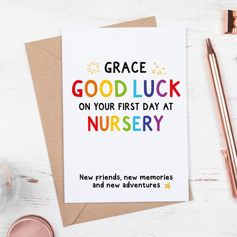 First Day at Nursery Card Good Luck at Nursery School Etsy