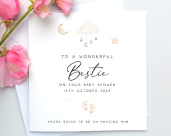 Bestie Baby shower card, Mummy to be, Pregnancy congratulations card, New baby card, Baby shower gift