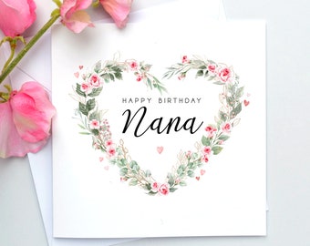 Floral Nana Birthday Card, Nana Birthday Gift, Floral Birthday Card For Her, Special Nanny Birthday Card, Mothers day card Nana