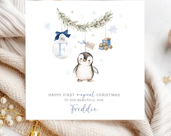 Personalised First Christmas card Grandson, Baby 1st Christmas card, Son, Godson, Nephew