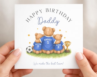 Football Daddy birthday card, Personalised card from daughter or son