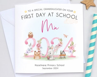 Granddaughter First day of school card, Starting School, Good luck New School, Daughter 1st day at school