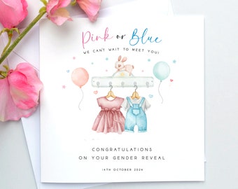 Gender Reveal card, Baby shower card, Pregnancy Congratulations, Mummy & Daddy To Be Card, New Parents To Be