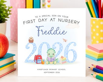 First Day of Nursery School card Grandson, Good luck at nursery, New school, Back to school, Starting school, 1st Day at nursery card