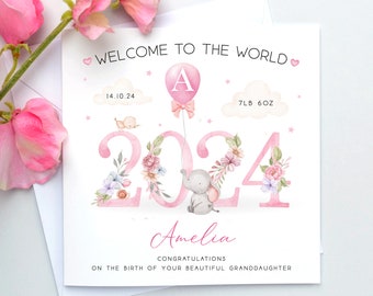 New Granddaughter card, New Baby girl Card, New granddaughter Congratulations Card,  New grandparents Card, New baby gift