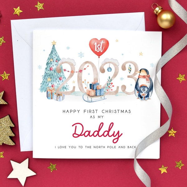 First Christmas Card For Daddy 2023, Baby Christmas Card For Parent, To Daddy On Our First Christmas Together, Daddy of twins 1st Christmas