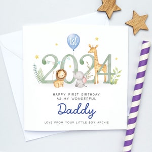 Safari Daddy birthday card, First birthday as a dad, 1st Birthday as my daddy card, Happy Birthday card for dad, Twins daddy birthday card