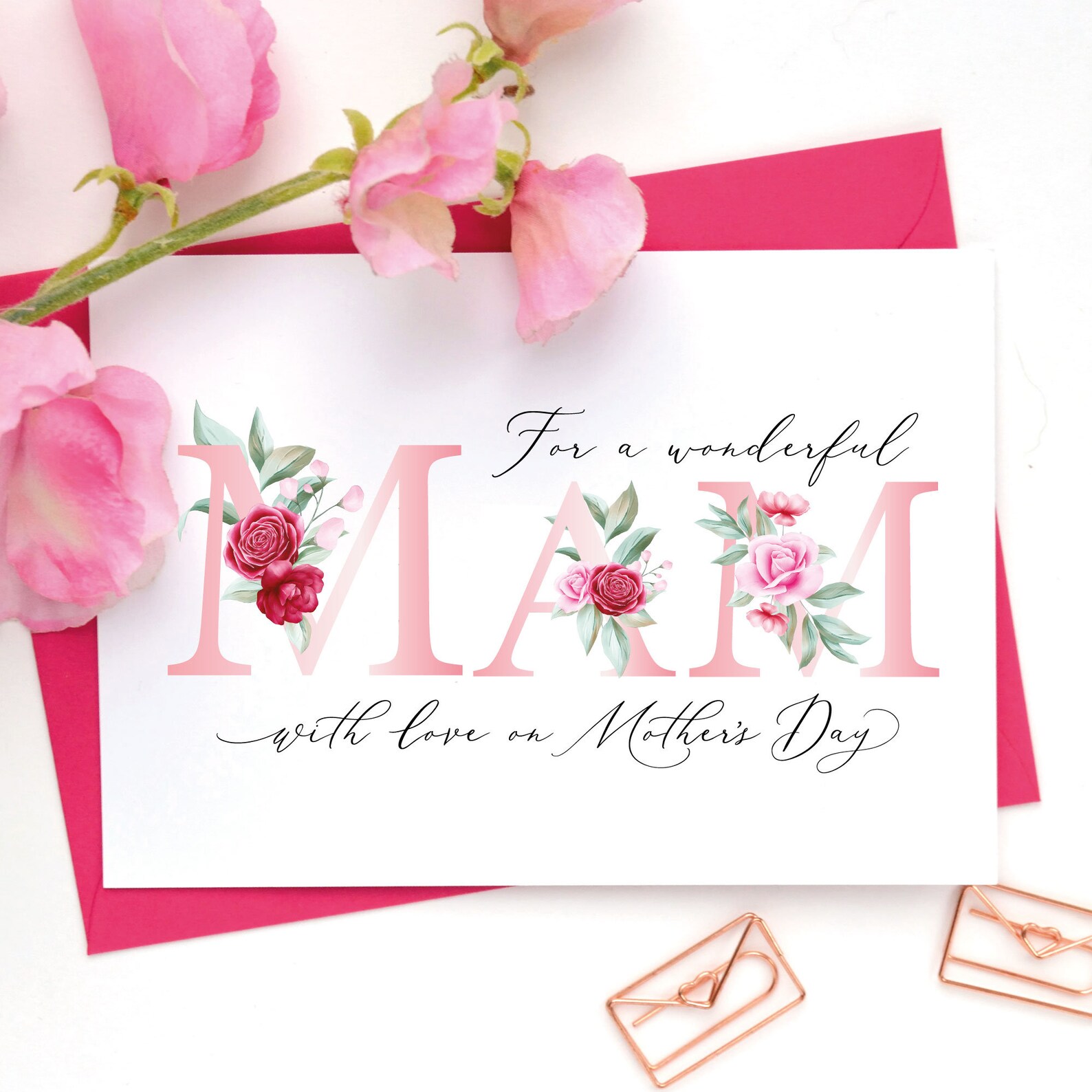A card with A6 size with pink as the main tone will bring sweetness to her on Mother's Day